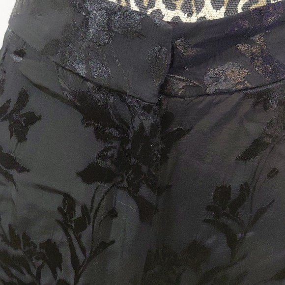 Zara Black Floral Jacquard Wide-Leg Pants - Picture 6 of 8